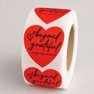 100 pcs Heart Shaped Beyond Grateful Thank You So Much Online Business stickers